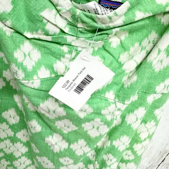 Patagonia Tank Top Women Size 8 Squared Neck Wide Strap Floral Green Outdoor - Picture 3 of 4